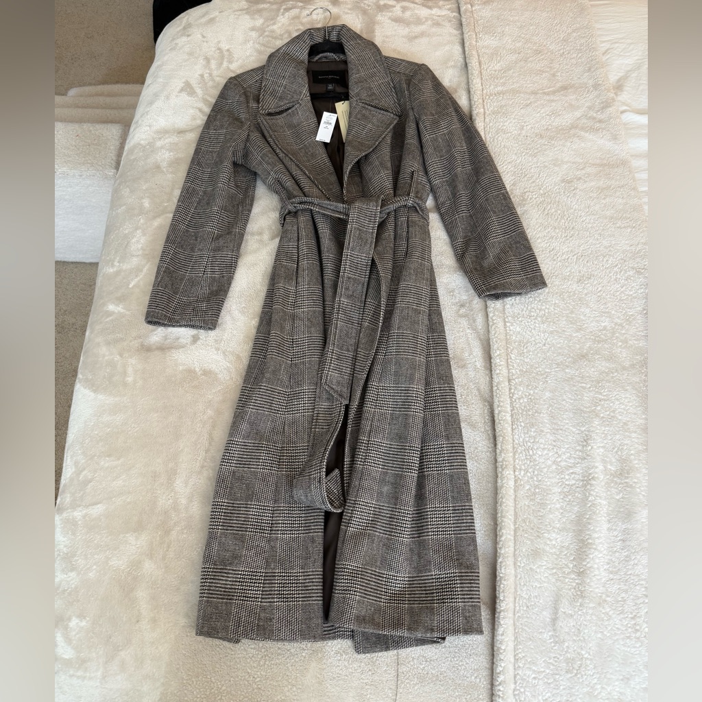 Banana Republic Brown Houndstooth Trench Coat - Nwt - Xs